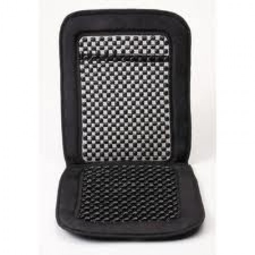 Car Seat Beads - Wooden Bead n Velvet Seat Black Cushion