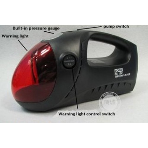 Coido - Portable Car Bike Tyre Inflator With Bright Light and Flasher 3358