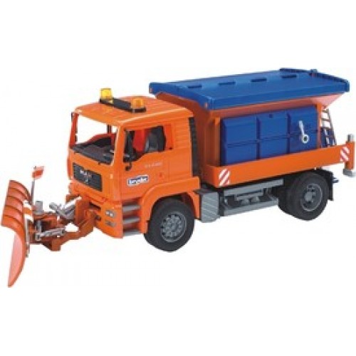 Bruder-Car Scale Model-MAN TGA Winter Service Orange, Blue