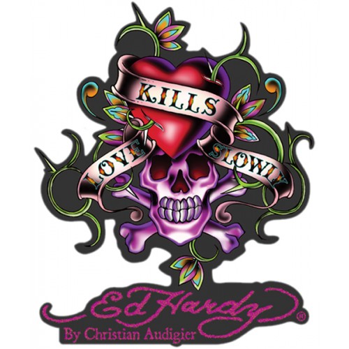 Ed Hardy - Car Vinyl Sticker - Love Kills Slowly - Cling Bling - Small