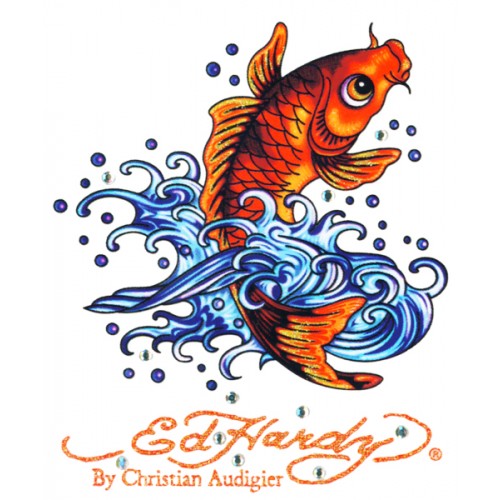 Ed Hardy - Car Vinyl Sticker - KOI Cling Bling - Small