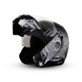 Vega - Full Face Helmet - Boolean Navy Dull Black Base With Silver Graphic Helmet