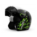 Vega - Full Face Helmet - Boolean Street Black Base With Green Graphic Helmet