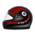 Vega - Full Face Helmet - Corah Cue Ball 8 Black Base With Red Graphics