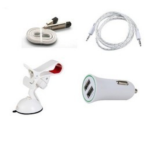 Mycar - Dual USB Car Charger with Mobile holder(White) Combo